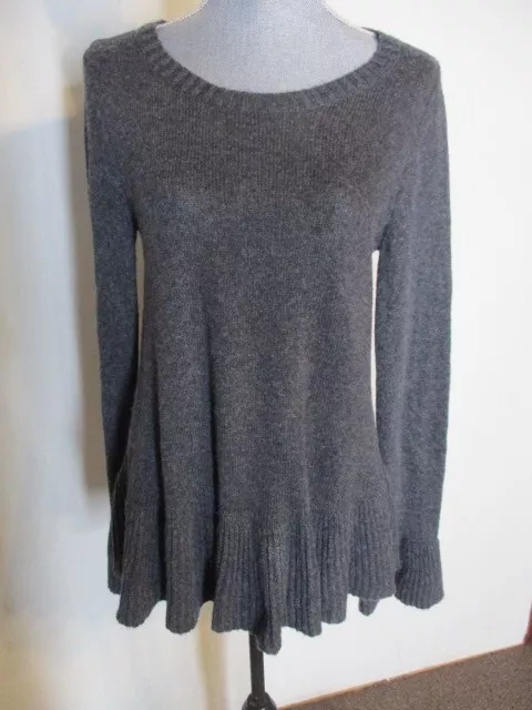 Mystree FAB! Charcoal Gray Wool Blend Ruffle Hem Bell Cuffs Tunic Sweater   M