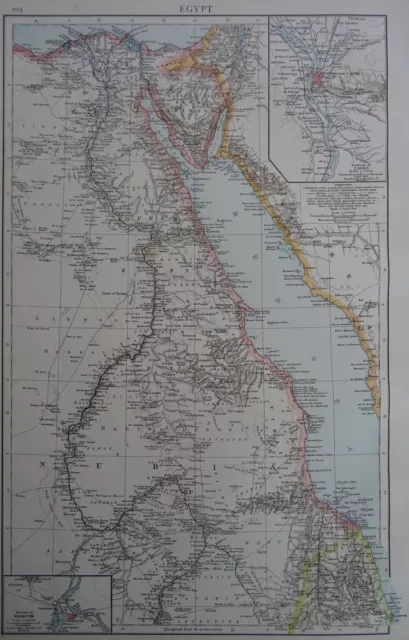 Victorian Map 1896 of EGYPT The Times Atlas 1st Gen