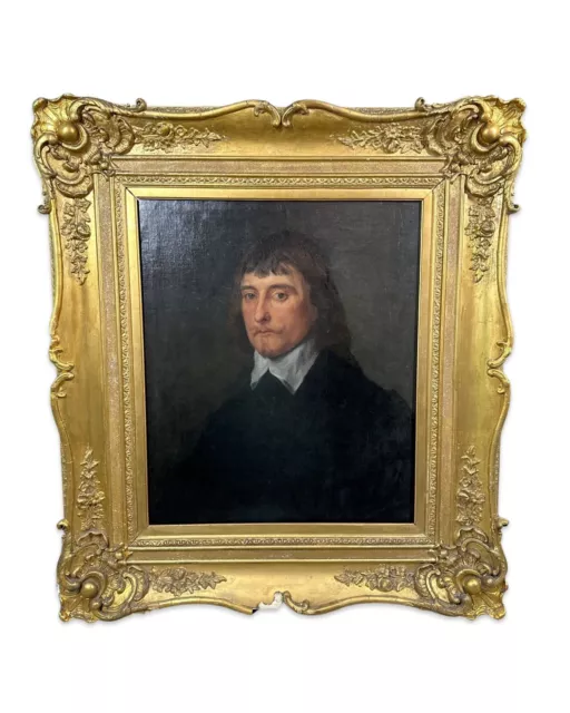 Antique 18thC Era DISTINGUISHED GENTLEMAN Oil PORTRAIT PAINTING Old GESSO FRAME