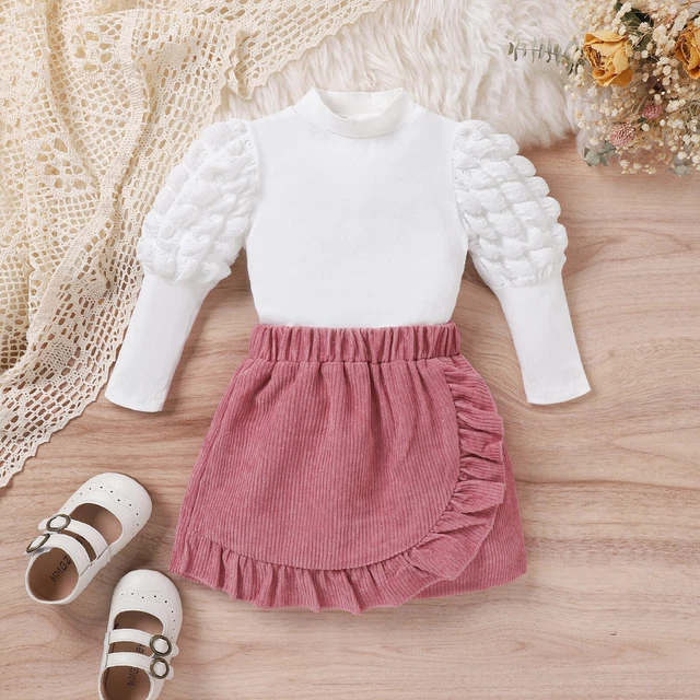 Toddler Kids Girls Clothes Set Ribbed Top T Shirt Pink Fleece 6 Months Clothes