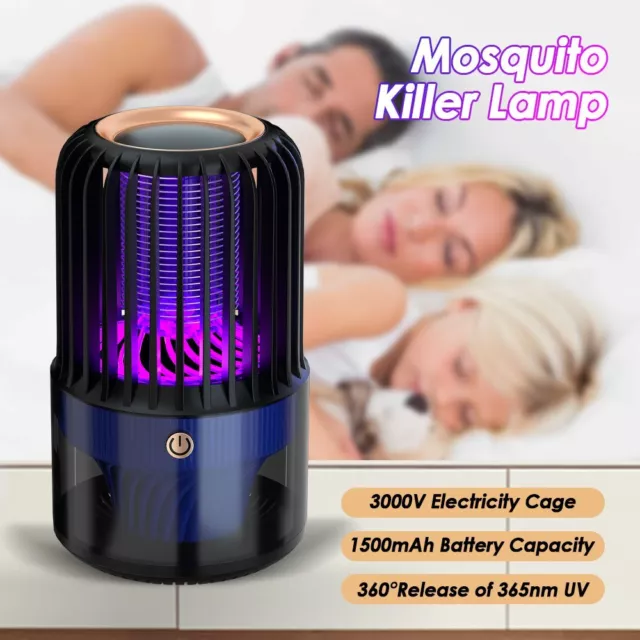 Moskito Killer UV Insektenvernichter Elektrisch LED Lampe Mückenfalle Licht AKKU