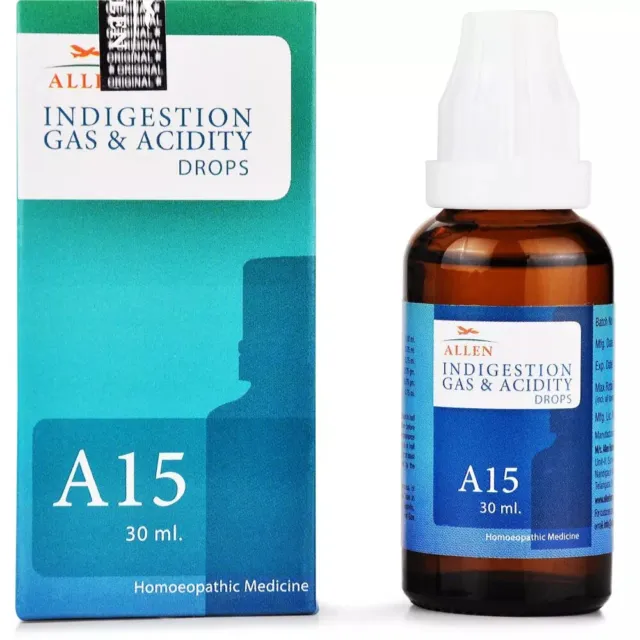 Paquete de 2 gotas de gas y acidez Allen A15 30 ml de Allen Homeopatía