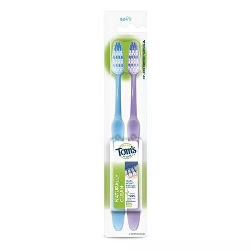 Naturally Clean Soft-Bristle Toothbrush Twin Pack 2 Count By Tom's Of Maine