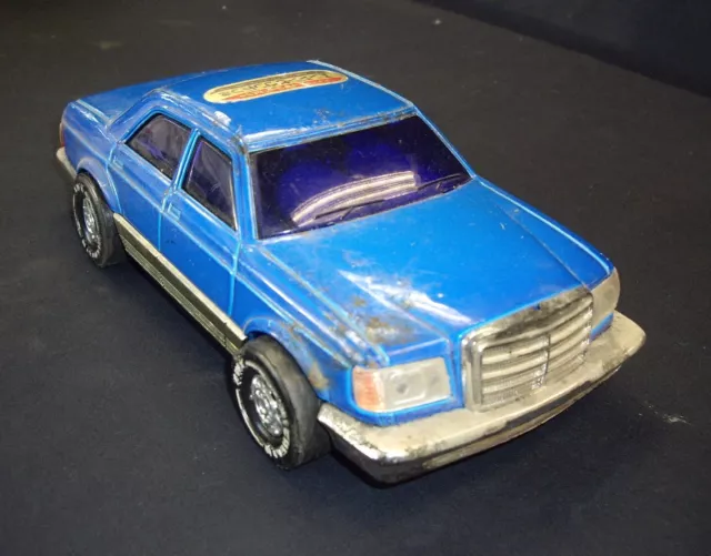 Vintage Mercedes Benz (W126) 500 Sel... Tin Friction Car (Ichiko) Blue Window