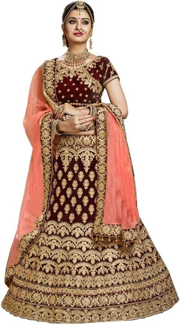 Embroidered Latest Bridal Lengha Choli Dupatta Wedding Unique Design For Women