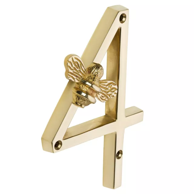 Brass Brass bee House Number Sign 5 inch (13 cm) Modern Door Numbers Signage