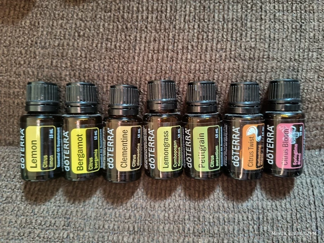 Doterra Essential Oils Lot of 7 New Lemon Citrus Bloom Bergamot Pettigrain 15ML Doterra Essential Oils Lot of 7 New Lemon Citrus Bloom Bergamot Pettigrain 15ML