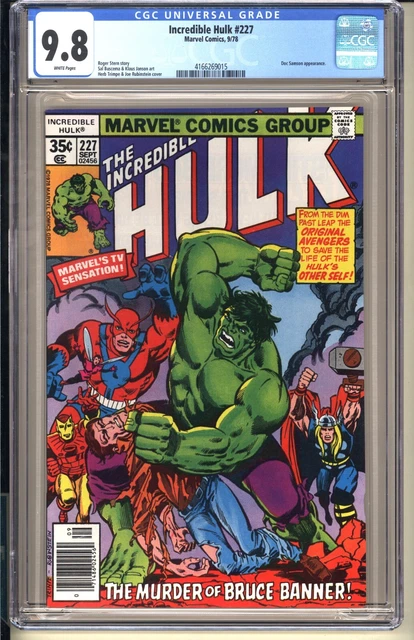 Incredible Hulk #227  CGC 9.8 WP NM/MT  Marvel Comics 1978 Bronze Avengers v1