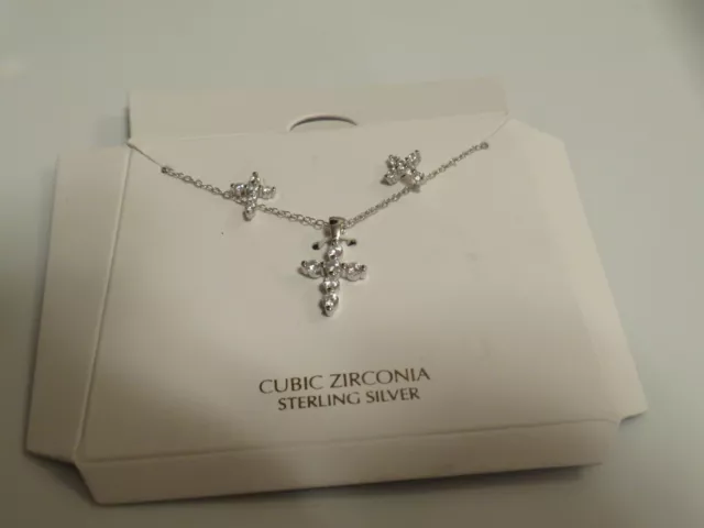 Giani Bernini 925 Sterling Silver Cubic Zirconia Cross Set - New