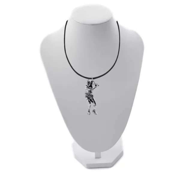 Tennis Player Pendant on a 18 Inch Black or Brown Rope Cord Necklace Sport S8