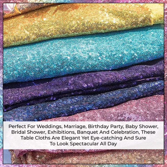 Tablecloth Overlay Sequin Fabric Bling Wedding Party Decor Table Cover Cloth UK 3