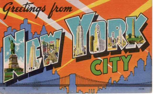 Vintage Large Letter Postcard - Greetings From New York City, New York, Unused