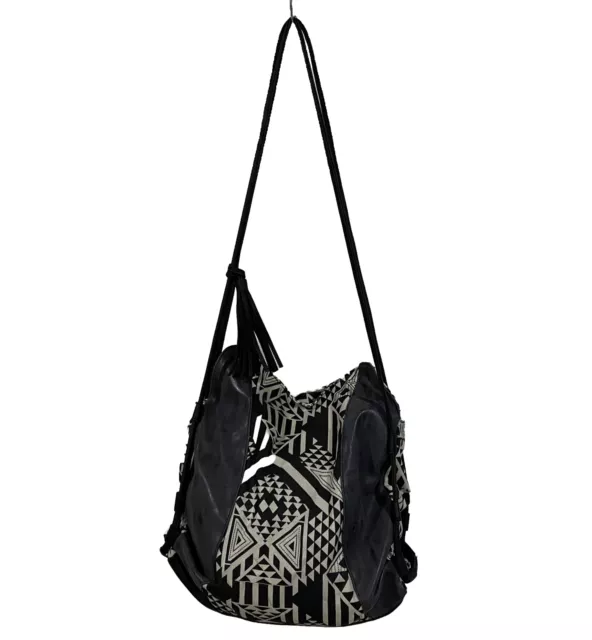 TWIG ARROW Bowi Tote Bag Purse Handbag Satchel Black Cream Geo