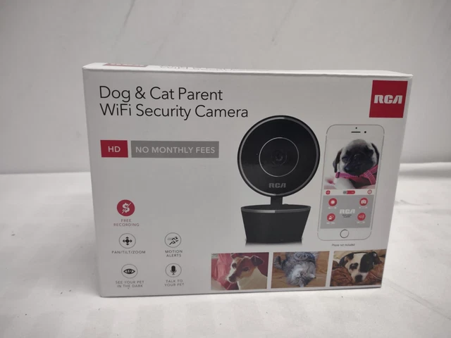 Cámara para mascotas RCA para padres de perros y gatos Wi-Fi cámara de seguridad para mascotas