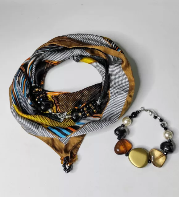 Foulard Bracciale mia mia donna seta ornato Di   pietre in vetro cristallo. 2