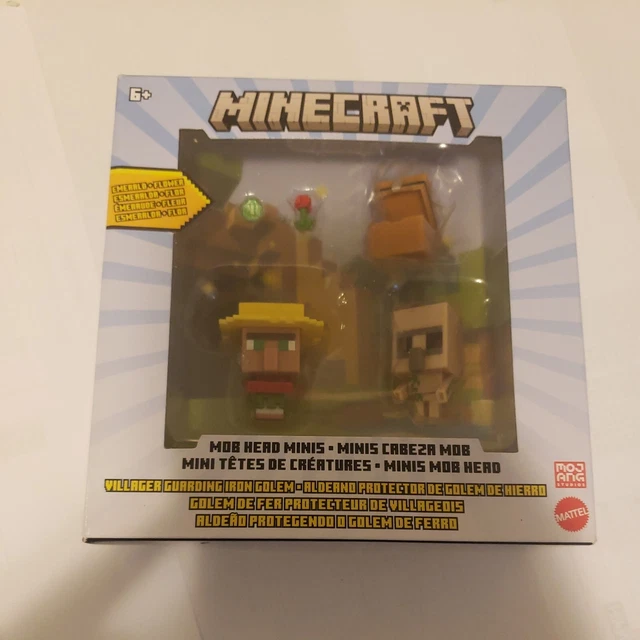 MINECRAFT MOB HEAD Minis Villager Guarding Iron Golem Pack with 2