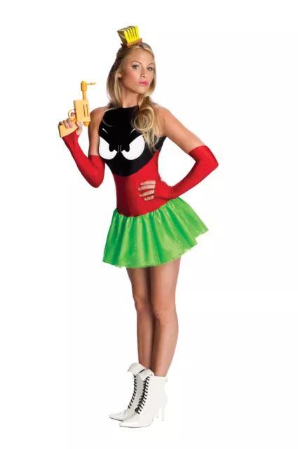 Costume Carnevale Donna Da Marvin Marziano Vestito Adulto Halloween Looney Toons