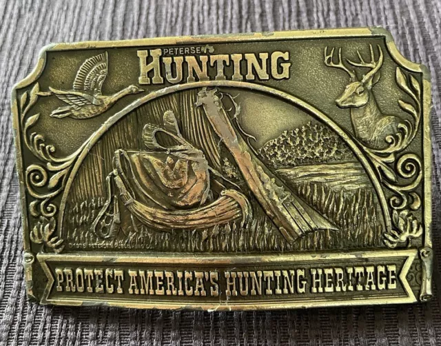 Vtg 1976 HUNTING Commemorative Belt Buckle - Peterson Publishing Los Angeles