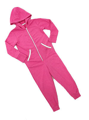 M&S Bright Pink Hooded White Trim Onezee style All in one Ages 8 10 LAST FEW!