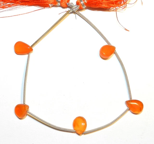 NG1989 Red Carnelian Agate Hand-Cut Teardrop 8mm - 12mm Gemstone Beads 5pc