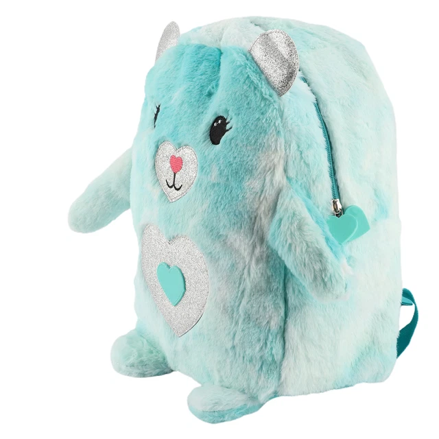 (blu-verde) Zaino Studenti Morbido Comodo Carino Peluche Modellino
