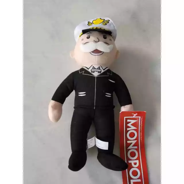 Monopoly Man Rich Uncle Pennybags Handlebar Mustache Plush Doll 10”