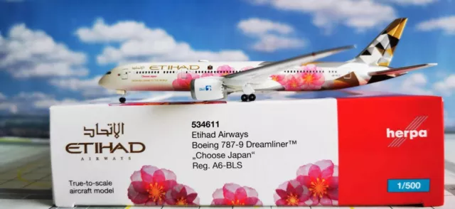 Herpa Wings Etihad Airways Boeing 787-9 Dreamliner  A6-BLS "Choose Japan" 534611