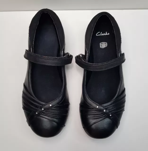 Clarks Dolly Shy Size 1Uk Eur33 Girls Black Leather Mary Jane School Shoes Strap