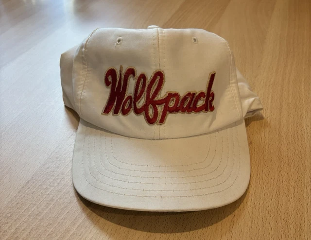 NC STATE WOLFPACK Snapback Corduroy Ribbed White Hat 1980s-90s