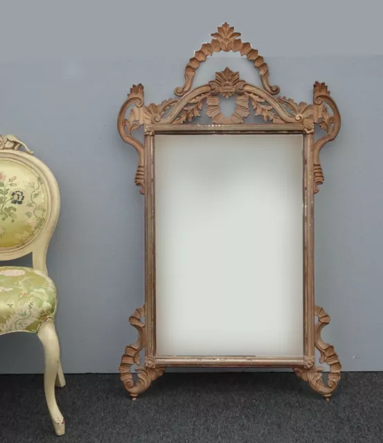 Antique Italian Baroque Style Carved Giltwood Mirror 19th Century French Country