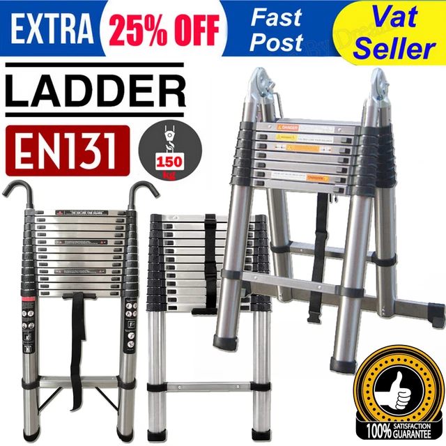TELESCOPIC LOFT LADDER Extendable Collapsible Step Ladders Securing