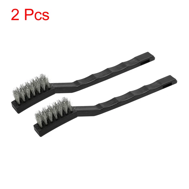 2pcs Stainless Steel Wire Brush Curved Scratch Bristle Handle for Car Cleaning