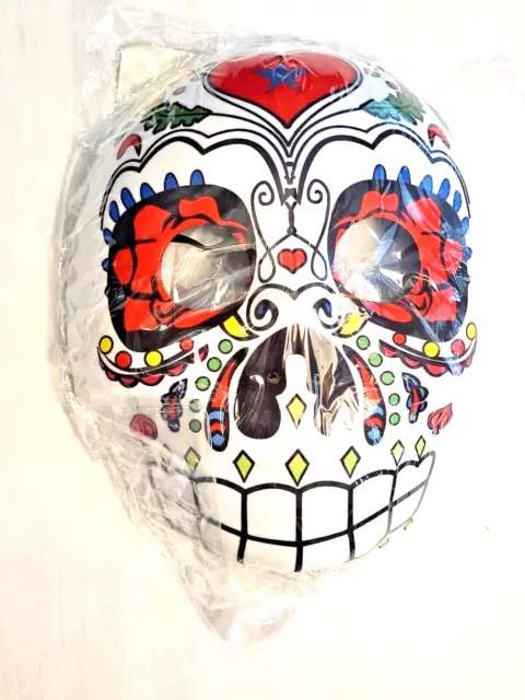 Dia De Los Muertos /Day of the Dead Face Mask Mexican Sugar Skull Mask Red Heart