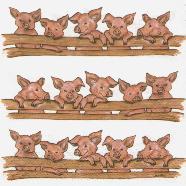 Serviettes En Papier Les Cochons Joyeux. Paper Napkins Happy Pigs