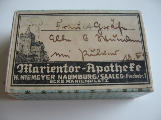 Antike Apotheker-Schachtel Marientor-Apotheke K. Niemeyer Naumburg/Saale VINTAGE
