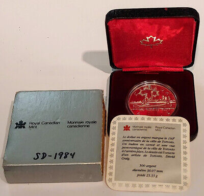 Cased 1984 Canada Dollar 150th Anniversary of Toronto  Silver Proof W/Box & COA