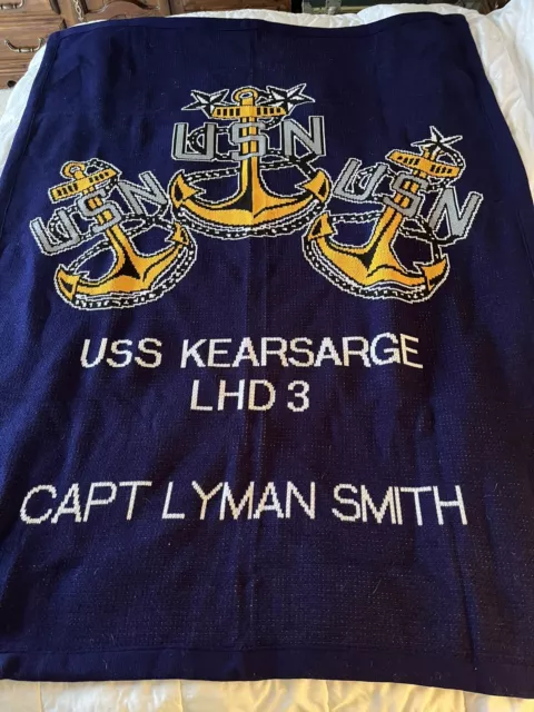 JC Knitwear Blanket USS Kearsarge LPD3 Made USA 70x52” Wall Hangable Throw