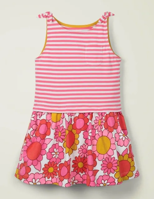 Mini Boden Girls Hotchpotch Jersey Sun Dress Pink Age 5 - 6 Years New (211) Sale