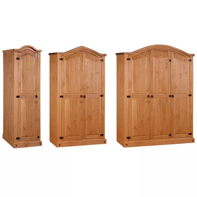 Corona 1 2 3 Door Wardrobe Mexican Solid Pine Wood Clothes Bedroom Storage