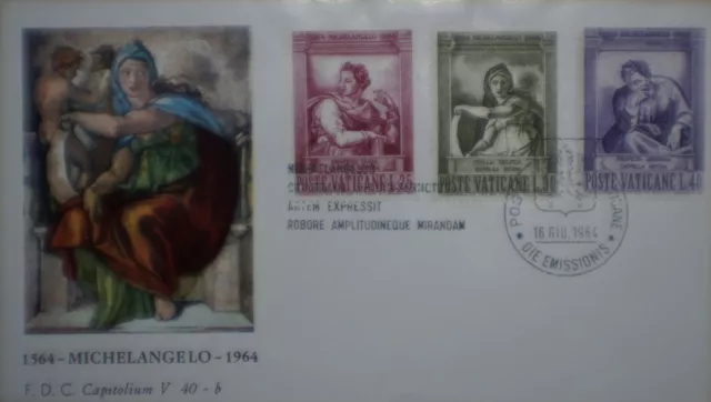 Ersttagsbrief Vatikan 1964 Vaticano Michelangelo    +