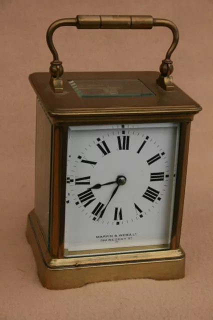 Antique Mappin & Webb 8 Day Brass Carriage Clock For Repair
