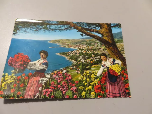 CP Tarjeta Postal Vintage Sanremo Riviera De Flores Shipped 1965