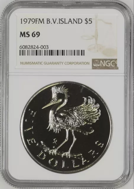 1979 British Virgin Islands $5 Snowy Egret NGC MS 69 - TOP POP