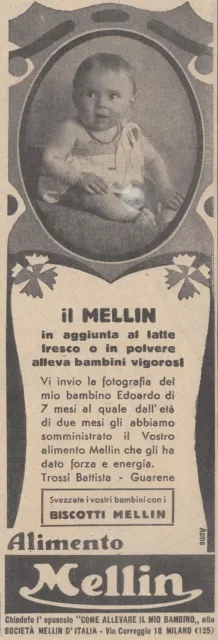 V3449 Alimento Mellin - Edoardo Trossi - Guarene - 1932 pubblicità - Vintage ad