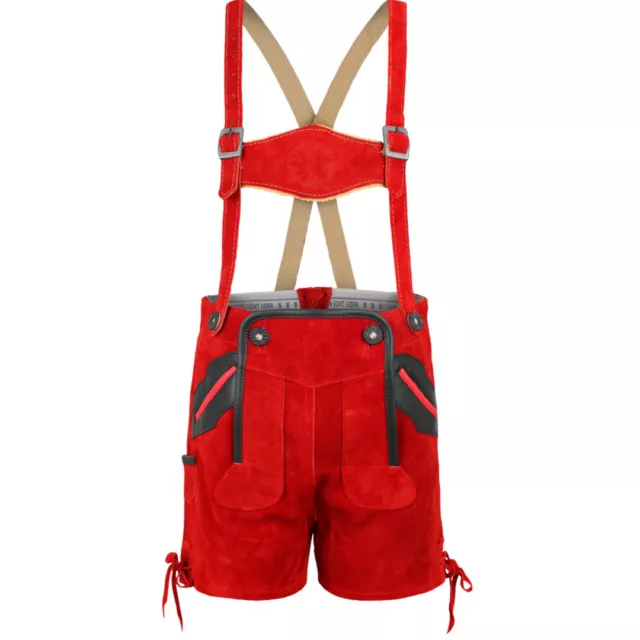 corti costumi tradizionali rossi - pantaloni in pelle con spalline per ragazze di Isar-folcten