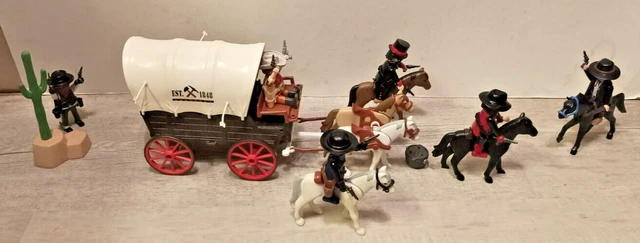 PLAYMOBIL 5248 CHARIOT Avec Cow Boys Et Bandits Western 100 % Complet Tbe EUR 35,00 - FR