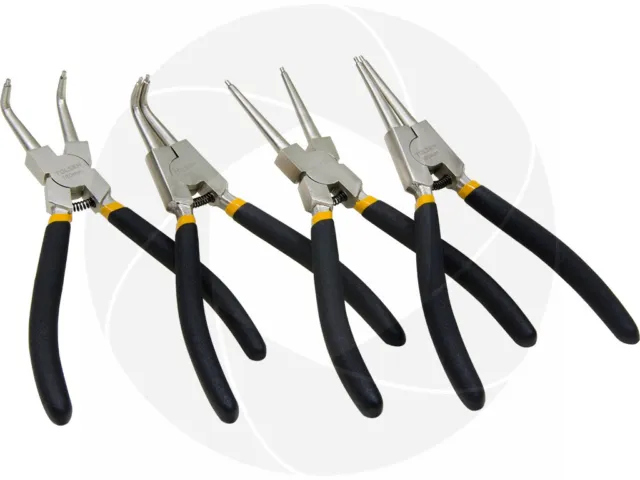 4pcs Portable 7" Internal External Retaining Clips Snap Ring Circlip Pliers Set