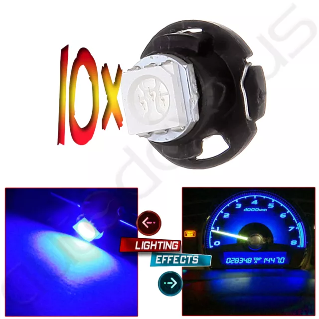 10Pcs Blue T5 Neo Wedge 1-5050 SMD led Bulbs 12mm Gauge Dashboard Light Lamp US