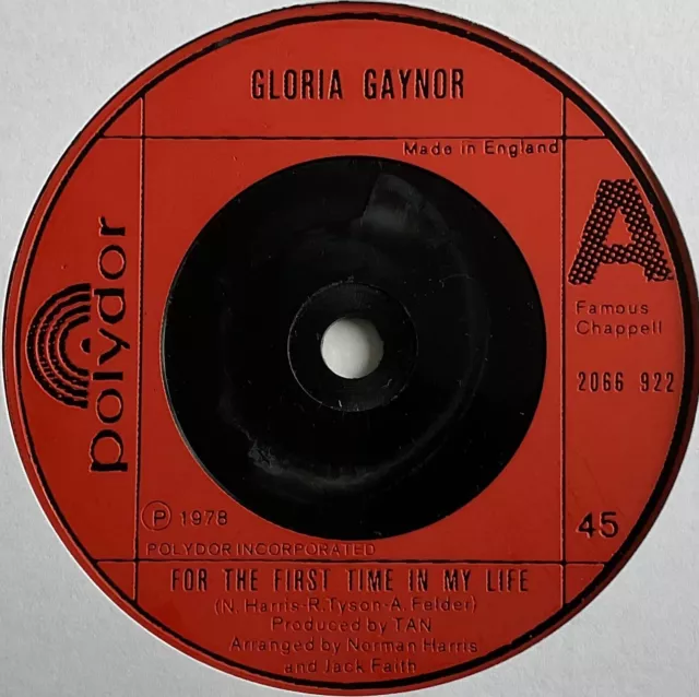 Gloria Gaynor - For The First Time In My Life - 7” Vinyl Single