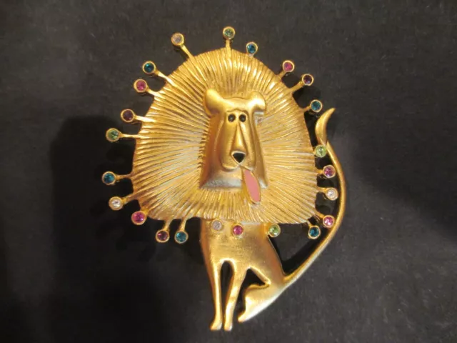 Whimsical Bob Mackie Rhinestone Safari Lion Brooch/ Pin